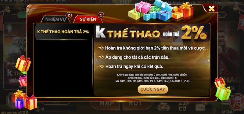 Khuyến mãi thể thao Hit Club bất tận